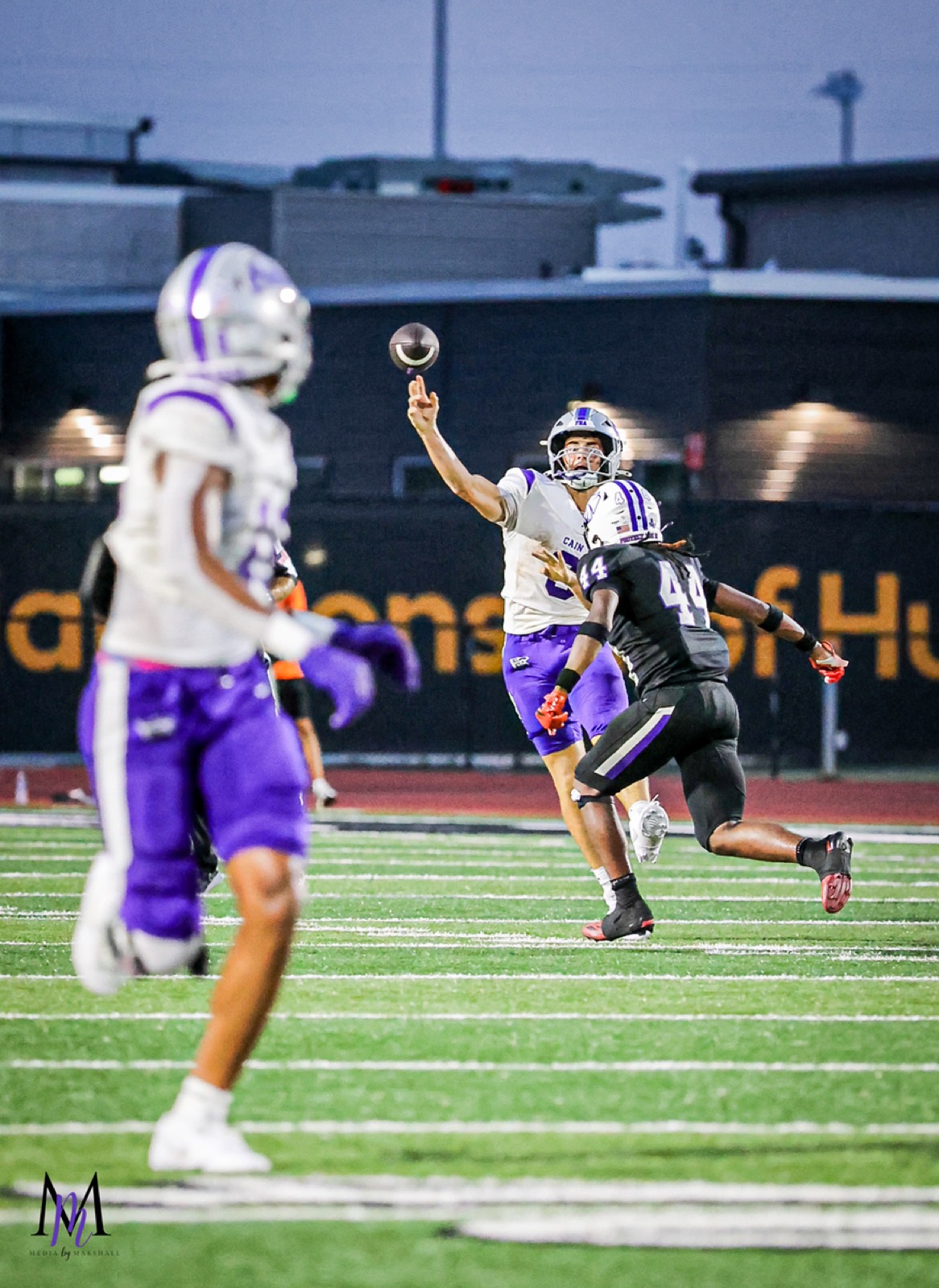 Junior quarterback Jace Hanks launches a deep throw downfield against Humble