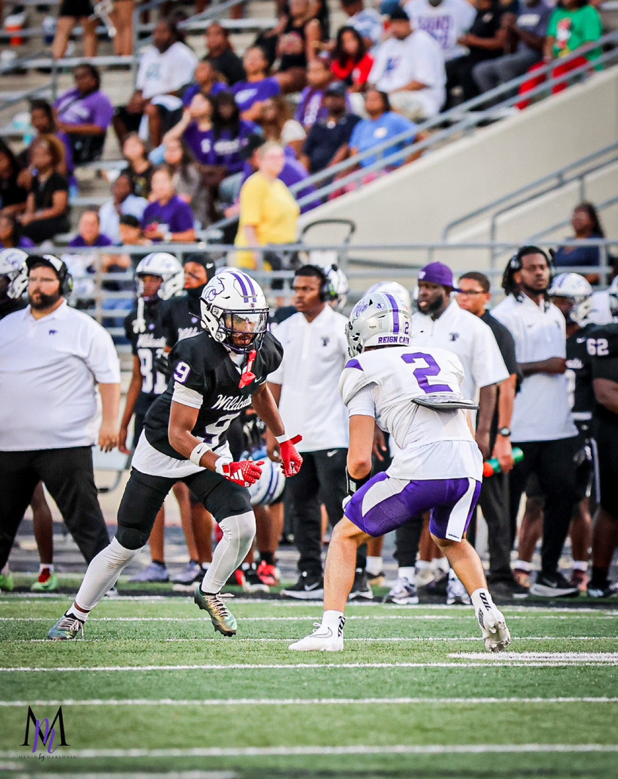 Senior defensive back Michael Elhindi locks into press coverage against a Humble wide receiver